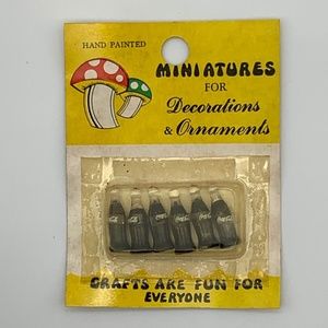Vintage Dollhouse Miniature Hand Painted Old Fashioned Coca Cola Bottles 6 pcs